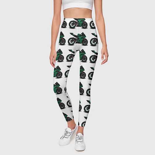 Женские легинсы Motorbike dark green / 3D-принт – фото 3