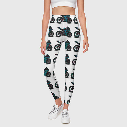 Женские легинсы Motorbike blue / 3D-принт – фото 3