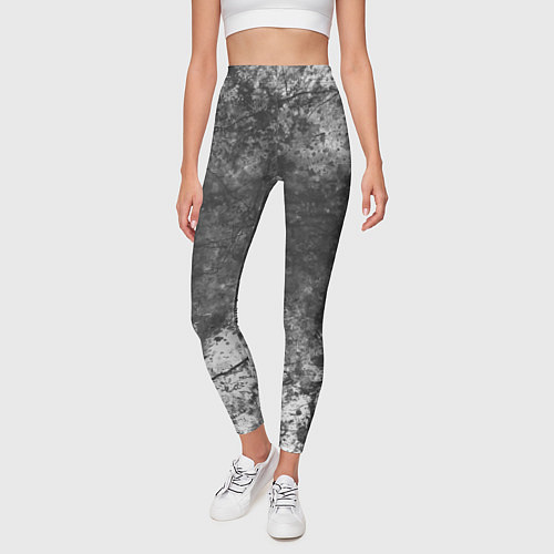 Женские легинсы Абстракция - grey and white wall with cracks / 3D-принт – фото 3