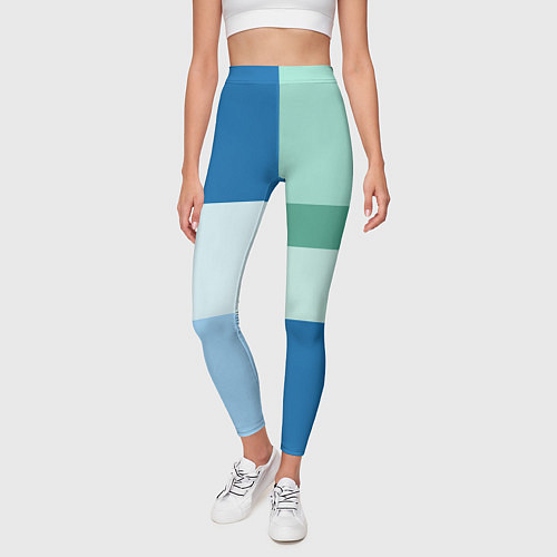 Женские легинсы Мятное небо колор-блок / 3D-принт – фото 3