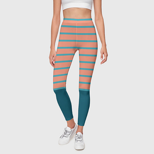Женские легинсы Полосатый мандариновый морской рассвет / 3D-принт – фото 3