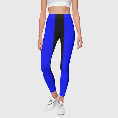 Женские легинсы Color blue black stripes / 3D-принт – фото 3