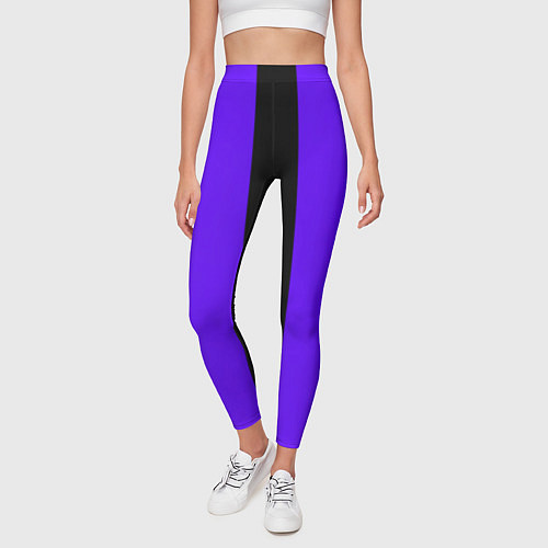 Женские легинсы Color purple black stripes / 3D-принт – фото 3