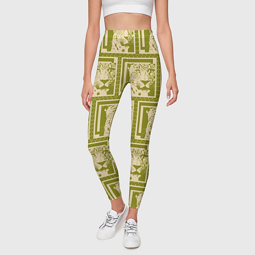 Женские легинсы Леопард в оливковом / 3D-принт – фото 3