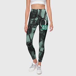Леггинсы женские Номер 456 на фоне масок игры в кальмара, цвет: 3D-принт — фото 2