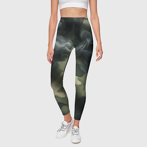 Женские легинсы Камуфляжная ткань с дымом / 3D-принт – фото 3
