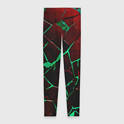 Леггинсы женские Битые плиты тёмно-красный с зелёным, цвет: 3D-принт