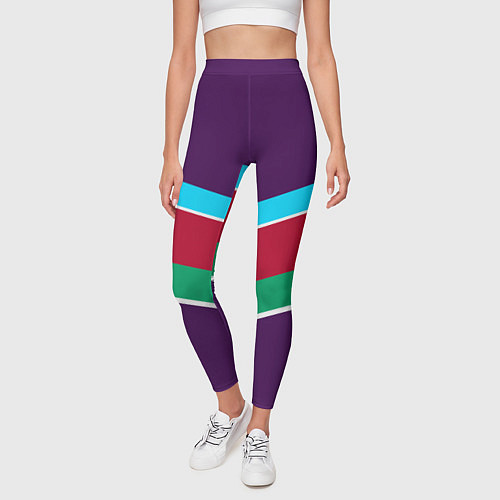 Женские легинсы Фиолетовый с полосами / 3D-принт – фото 3