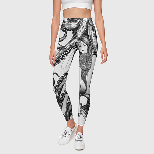 Женские легинсы Junji Ito Death Stranding Tomie and octopus patter / 3D-принт – фото 3
