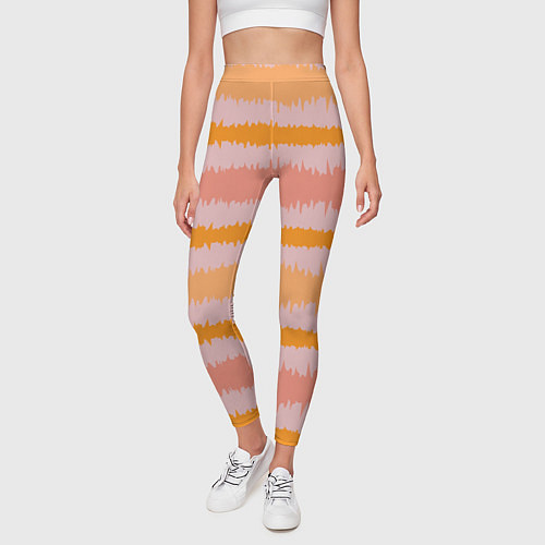 Женские легинсы Полосы зигзагообразные оранжево-розовые / 3D-принт – фото 3