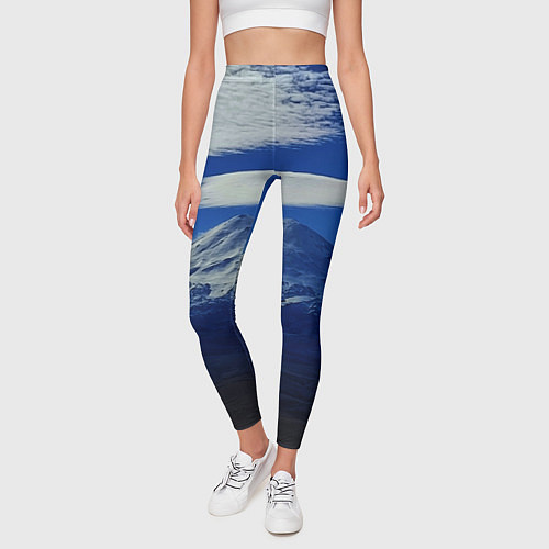 Женские легинсы Эльбрус с облаками / 3D-принт – фото 3