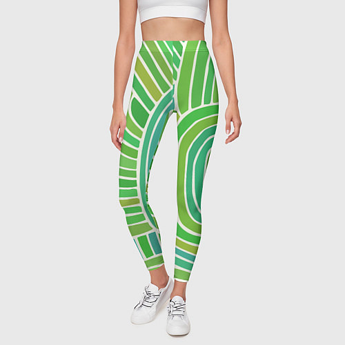 Женские легинсы Абстрактный узор зеленый / 3D-принт – фото 3