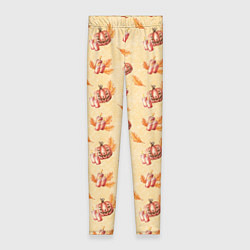 Женские легинсы Хеллоуин с тыквой и листьями