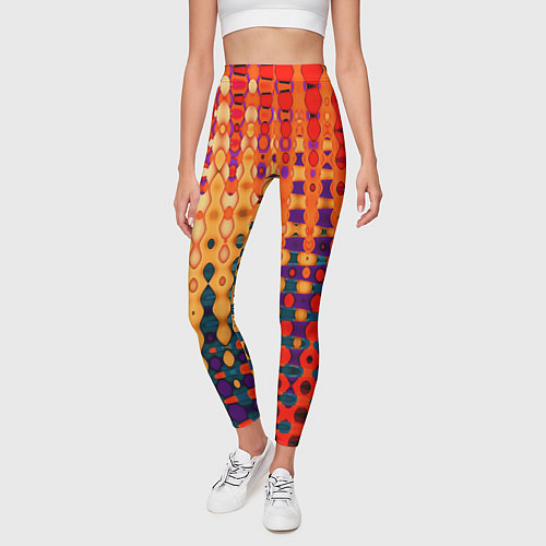 Женские легинсы Красно-жёлтый абстракция / 3D-принт – фото 3