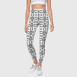 Леггинсы женские Черно-белый абстрактный узор, цвет: 3D-принт — фото 2