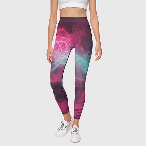Женские легинсы Космическая абстракция с геометрическими фигурами / 3D-принт – фото 3