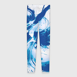 Леггинсы женские Бело-синий абстракция морская волна, цвет: 3D-принт