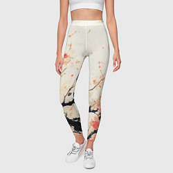 Леггинсы женские Чёрное дерево с цветами абстракция, цвет: 3D-принт — фото 2