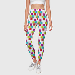 Леггинсы женские Цветные блоки на белом, цвет: 3D-принт — фото 2