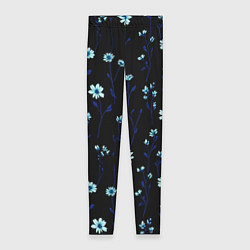 Женские легинсы Паттерн с маленькими синими цветами