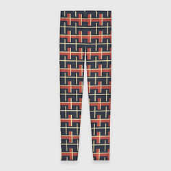 Леггинсы женские Паттерн с желтыми и красными полосками на темном, цвет: 3D-принт