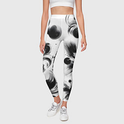 Леггинсы женские Чёрно-белая абстракция нейроарт, цвет: 3D-принт — фото 2