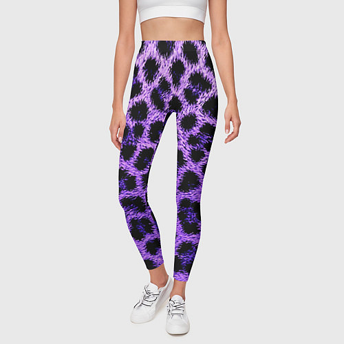 Женские легинсы Леопардовый фиолетовый / 3D-принт – фото 3