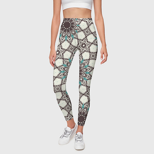 Женские легинсы Калейдоскоп из цветочных звезд / 3D-принт – фото 3