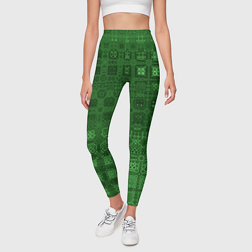 Женские легинсы Текстура изумрудное мерцание / 3D-принт – фото 3