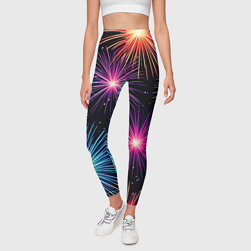 Женские легинсы Стилизованный праздничный салют / 3D-принт – фото 3