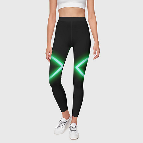 Женские легинсы Neon green lines / 3D-принт – фото 3