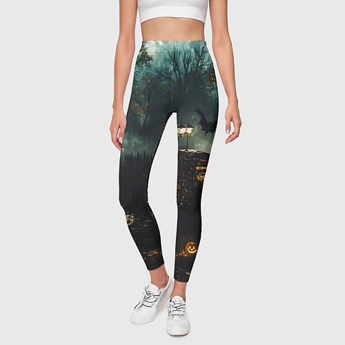 Женские легинсы Ночь тыкв и теней / 3D-принт – фото 3