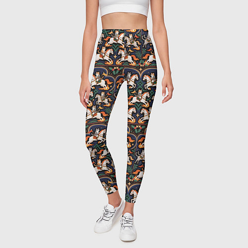 Женские легинсы Новогодние коты всадники на лошади / 3D-принт – фото 3