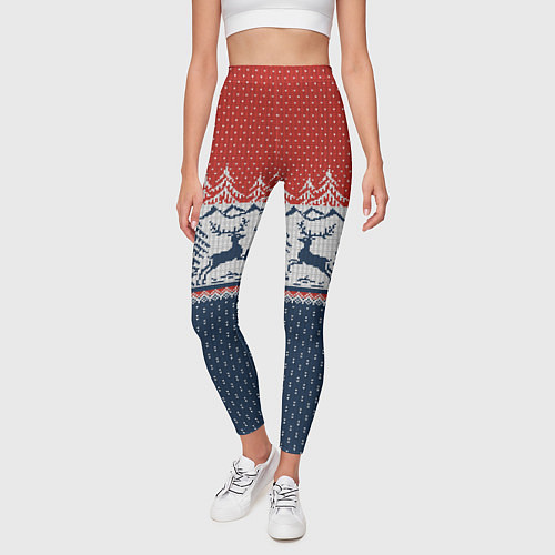Женские легинсы Вязаный узор с оленями / 3D-принт – фото 3