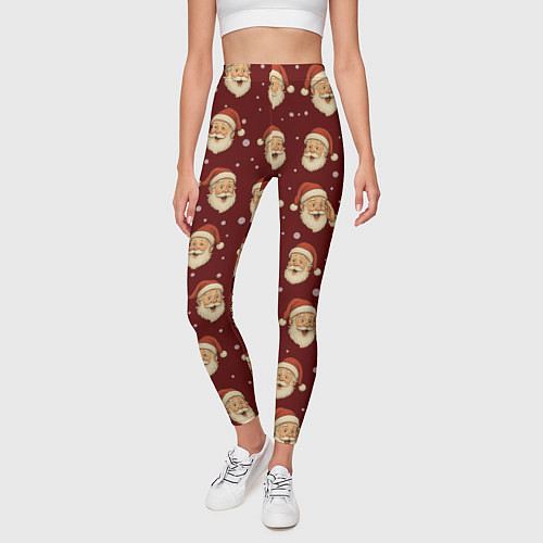 Женские легинсы Паттерн с Сантой / 3D-принт – фото 3