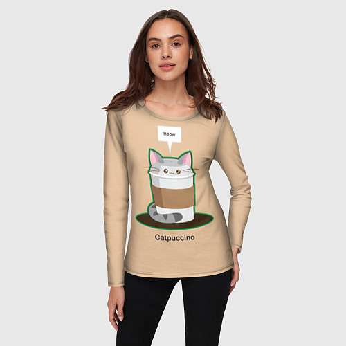 Женский лонгслив Catpuccino / 3D-принт – фото 3
