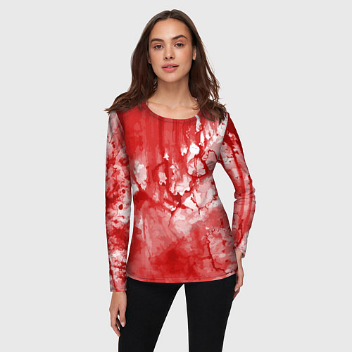 Женский лонгслив Кровь акварельная на Хеллоуин / 3D-принт – фото 3