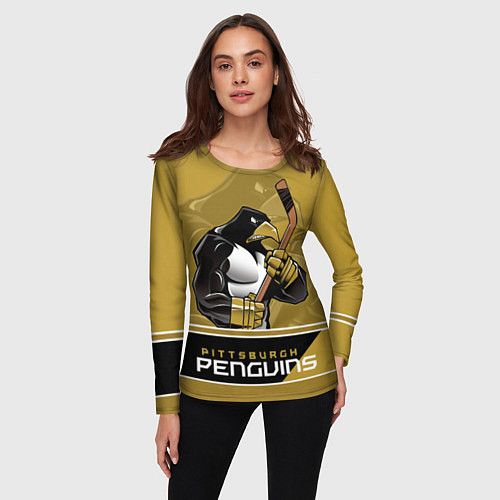 Женский лонгслив Pittsburgh Penguins / 3D-принт – фото 3