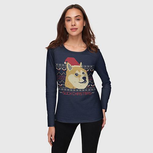 Женский лонгслив Doge Such Christmas / 3D-принт – фото 3