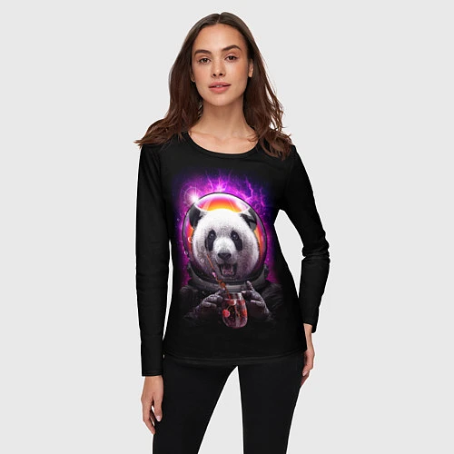 Женский лонгслив Panda Cosmonaut / 3D-принт – фото 3