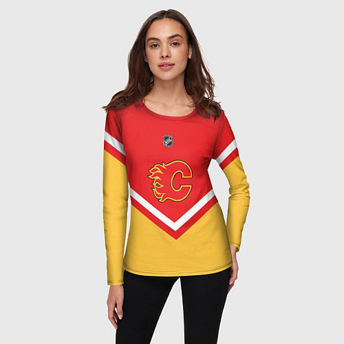 Женский лонгслив NHL: Calgary Flames / 3D-принт – фото 3