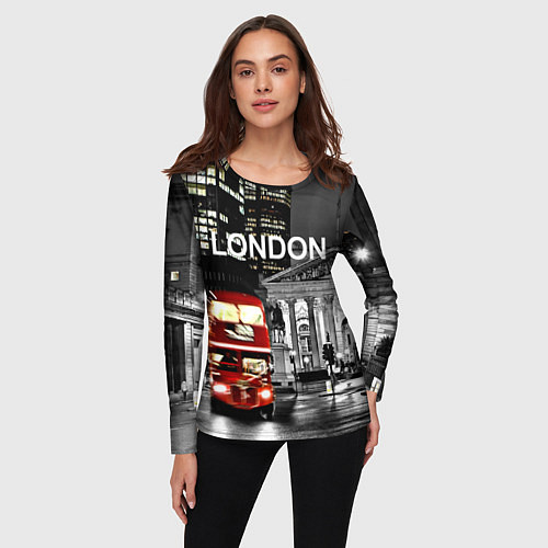 Женский лонгслив Лондон - ночной автобус / 3D-принт – фото 3