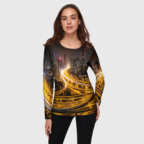 Женский лонгслив Шанхай - авторазвязка / 3D-принт – фото 3