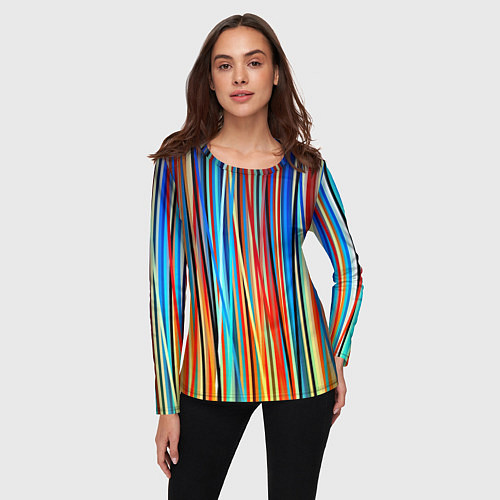 Женский лонгслив Colored stripes / 3D-принт – фото 3