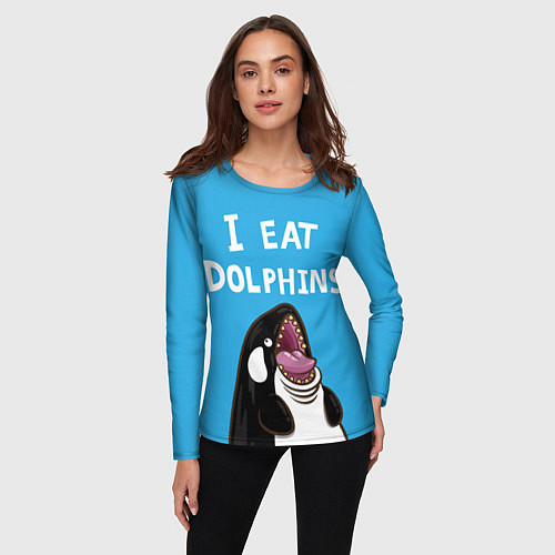 Женский лонгслив I eat dolphins / 3D-принт – фото 3