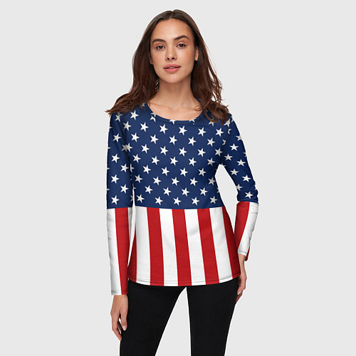 Женский лонгслив Флаг США / 3D-принт – фото 3