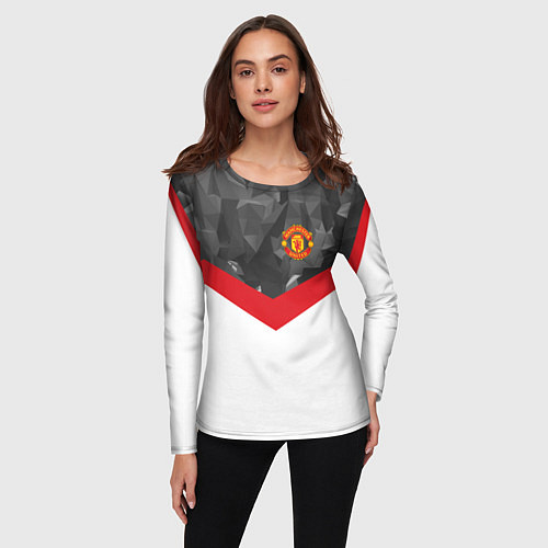 Женский лонгслив Man United FC: Grey Polygons / 3D-принт – фото 3