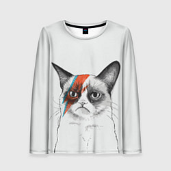 Лонгслив женский David Bowie: Grumpy cat, цвет: 3D-принт