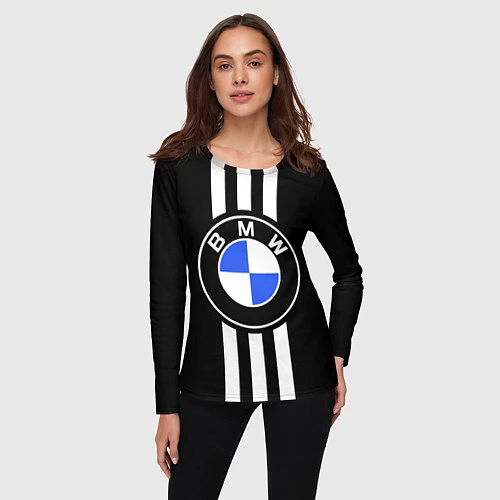 Женский лонгслив BMW: White Strips / 3D-принт – фото 3