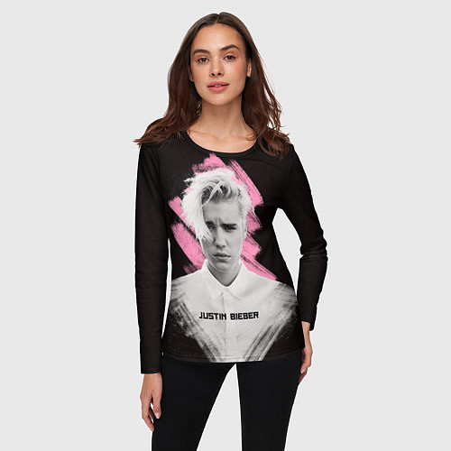 Женский лонгслив Justin Bieber: Pink Splash / 3D-принт – фото 3